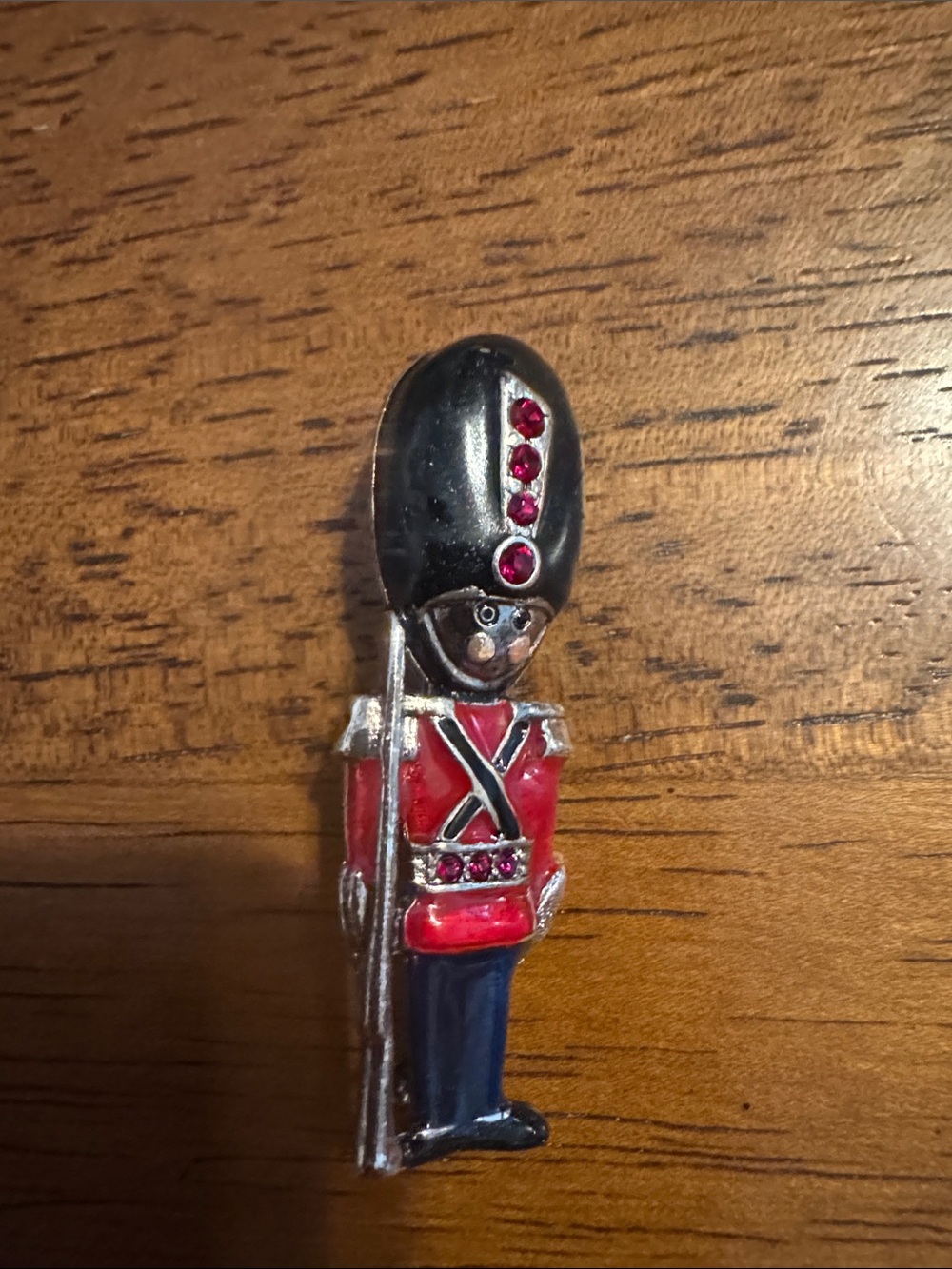 Vintage Decorative British Guard Figurine Pin - Red and Black